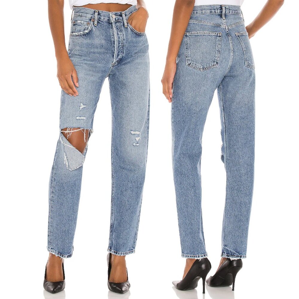 NWOT - Agolde - 90's Pinch Waist - Ripped Flap Knee